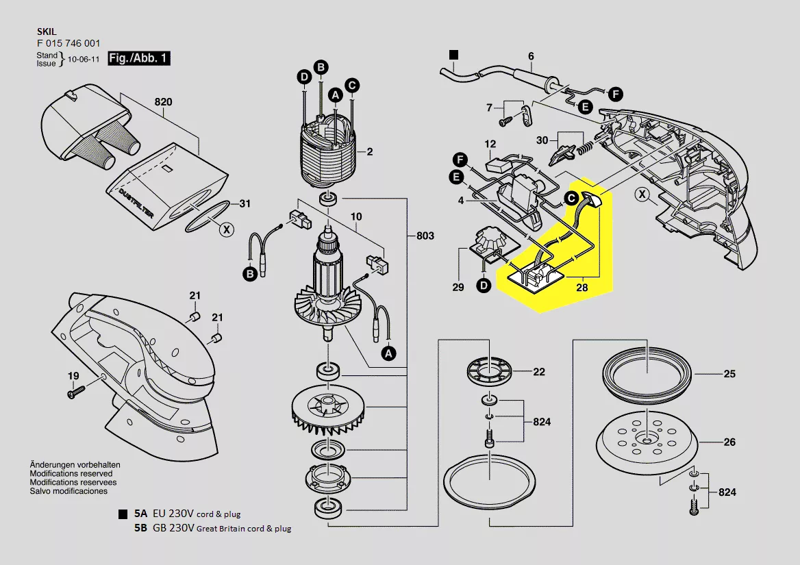platine électronique ponceuse 7460 Skil